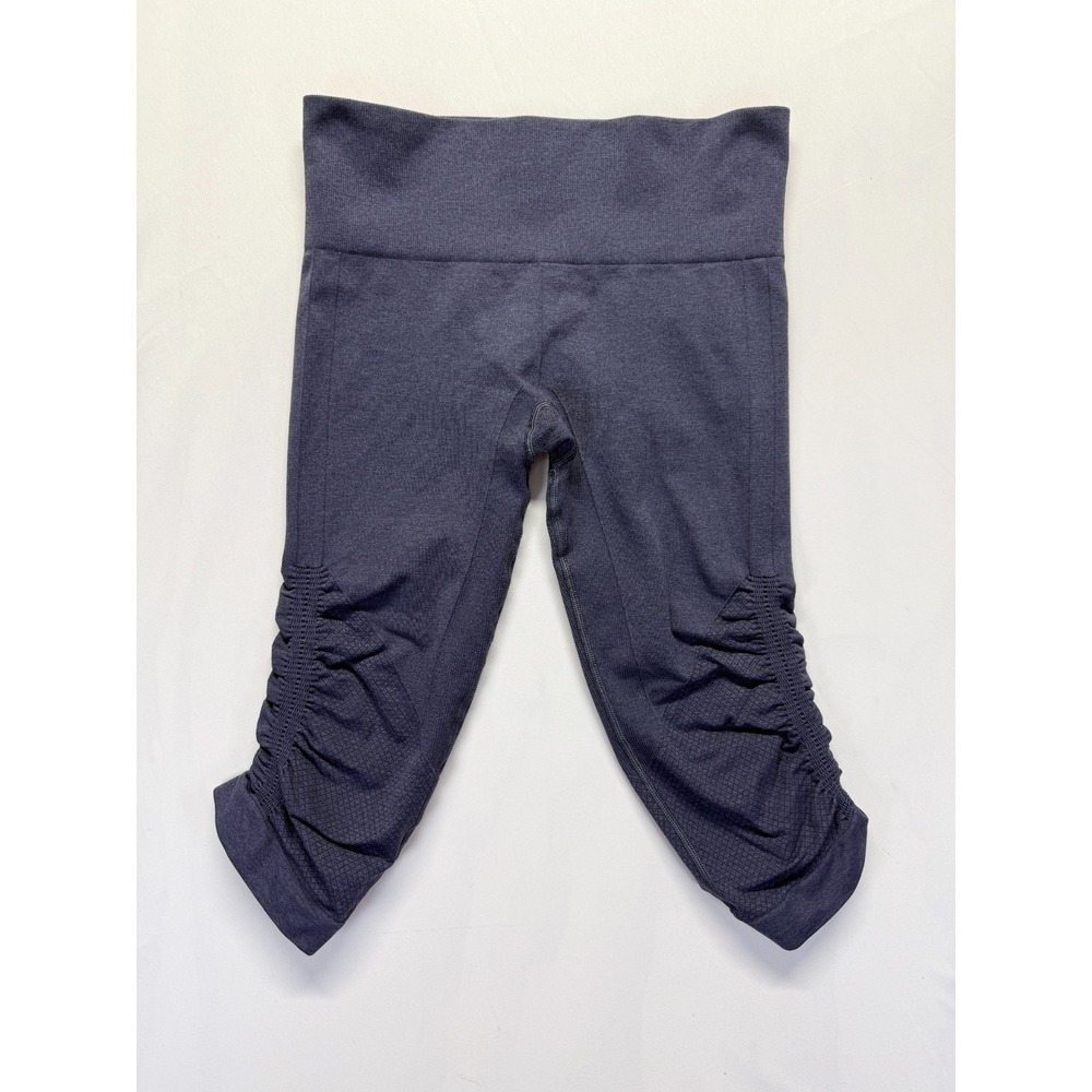 Lululemon In The Flow Crop II Leggings Women 6 Midnight Navy Ruched Hem Training